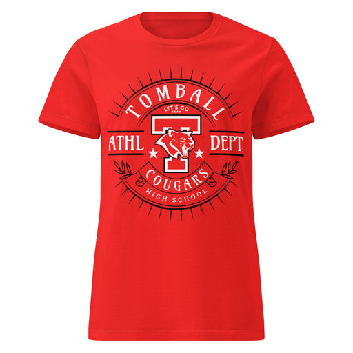 Tomball High School Cougars Women's Red SoftStyle T-shirt 201