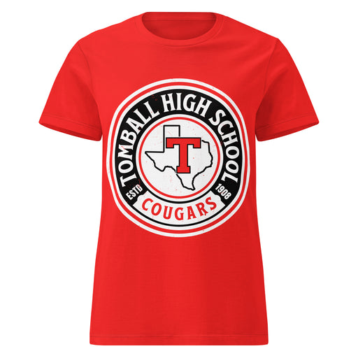 Tomball High School Cougars Women's Red SoftStyle T-shirt 220