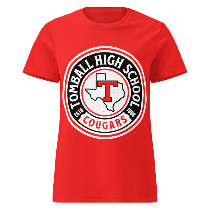Tomball High School Cougars Women's Red SoftStyle T-shirt 220