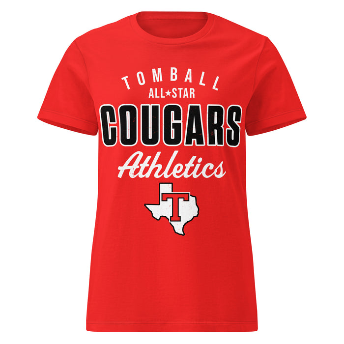 Tomball High School Cougars Women's Red SoftStyle T-shirt 034