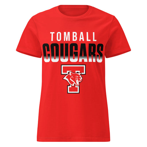 Tomball High School Cougars Women's Red SoftStyle T-shirt 024