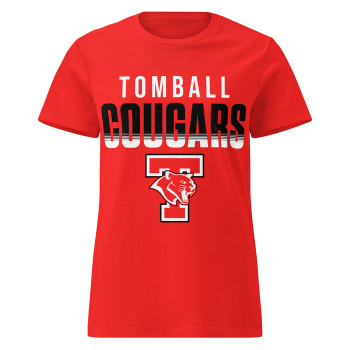 Tomball High School Cougars Women's Red SoftStyle T-shirt 024