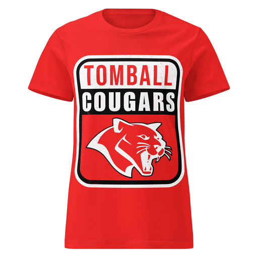 Tomball High School Cougars Women's Red SoftStyle T-shirt 001