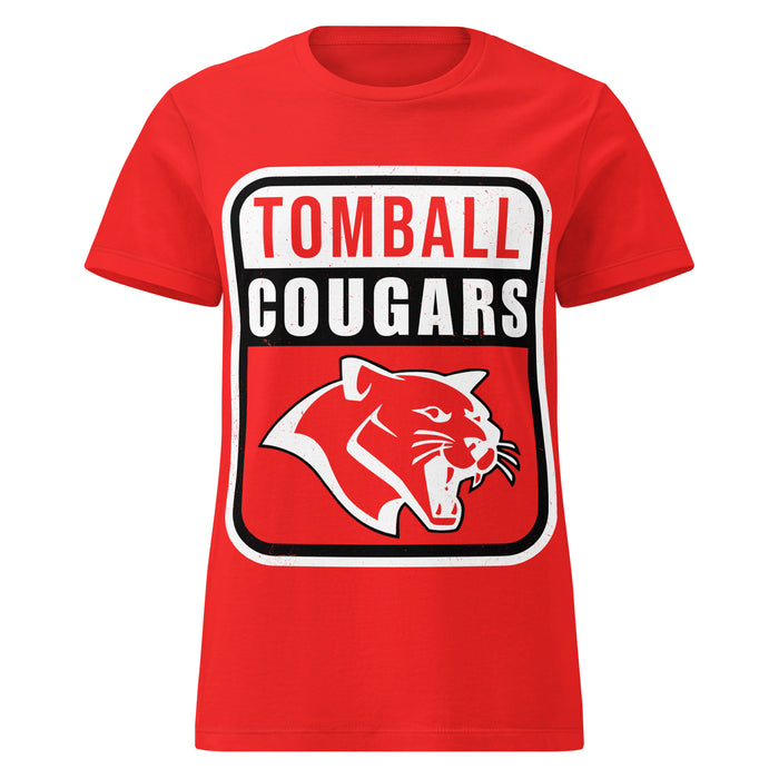 Tomball High School Cougars Women's Red SoftStyle T-shirt 001