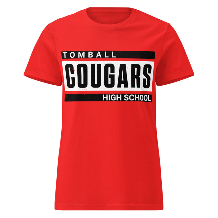 Tomball High School Cougars Women's Red SoftStyle T-shirt 098