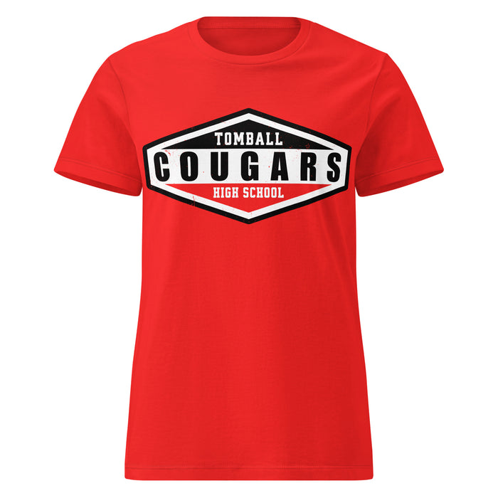 Tomball High School Cougars Women's Red SoftStyle T-shirt 009