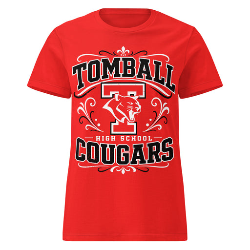 Tomball High School Cougars Women's Red SoftStyle T-shirt 012