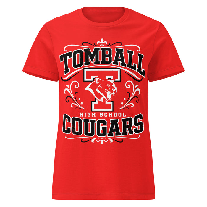Tomball High School Cougars Women's Red SoftStyle T-shirt 012