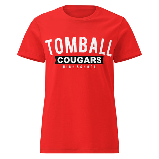 Tomball High School Cougars Women's Red SoftStyle T-shirt 021