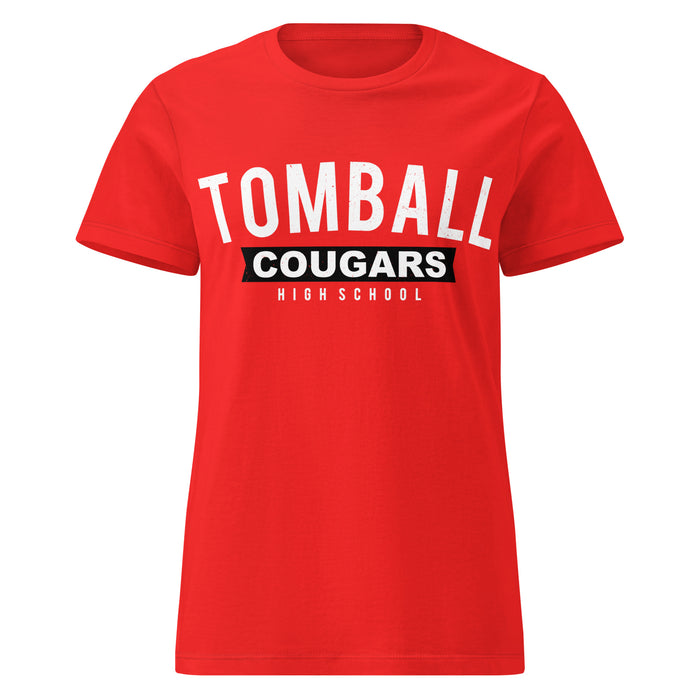 Tomball High School Cougars Women's Red SoftStyle T-shirt 021