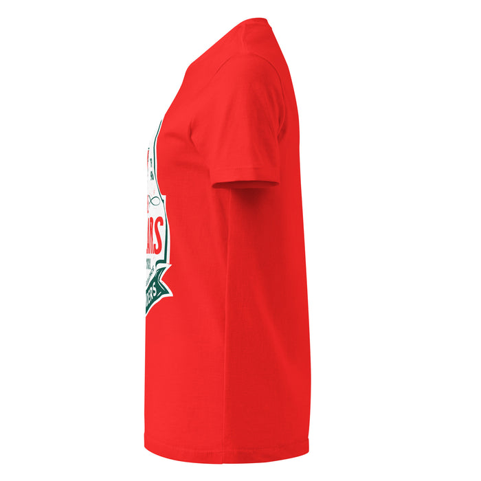 Side view of The Woodlands High School Highlanders Women's Red SoftStyle T-shirt 219