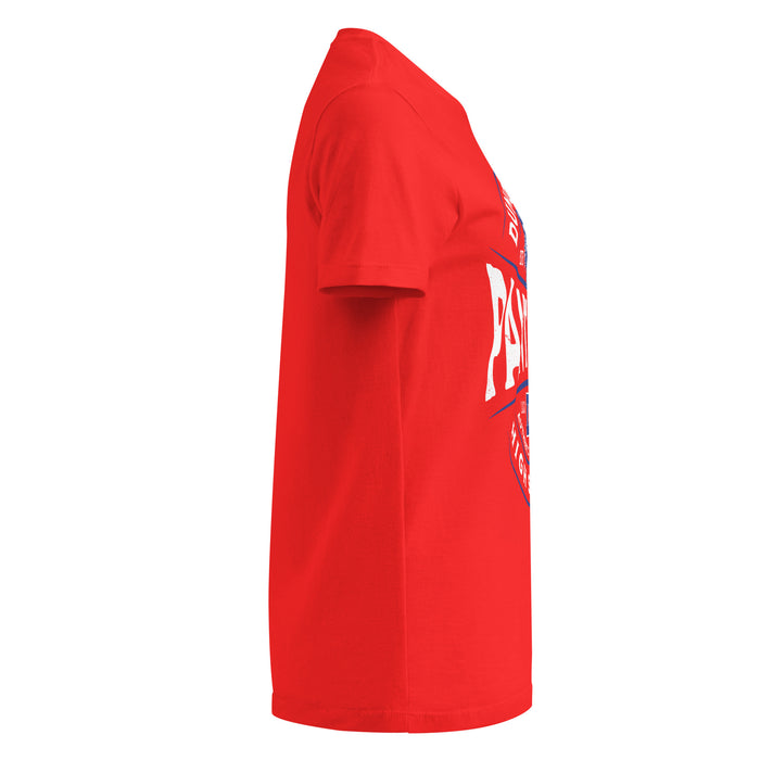 Side view of Duncanville High School Panthers Women's Red SoftStyle T-shirt 218