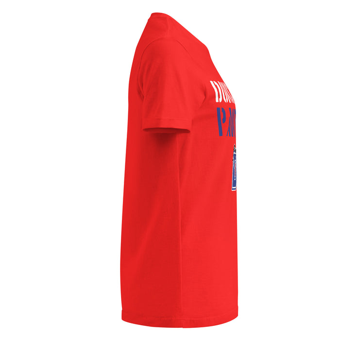 Side view of Duncanville High School Panthers Women's Red SoftStyle T-shirt 017