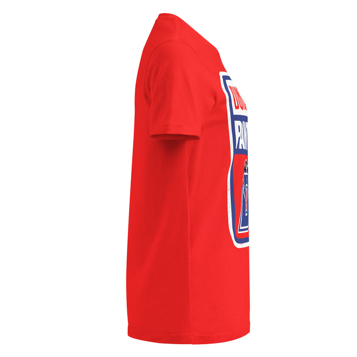 Side view of Duncanville High School Panthers Women's Red SoftStyle T-shirt 001