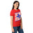 Side view of Sam Houston High School Texans Women's Red SoftStyle T-shirt 223
