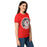 Side view of Tomball High School Cougars Women's Red SoftStyle T-shirt 220