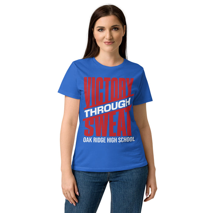 Young lady wearing Oak Ridge High School War Eagles Women's Royal Blue SoftStyle T-shirt 241