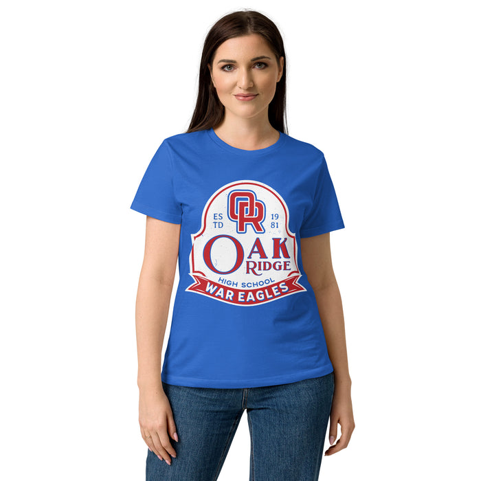 Front view of Oak Ridge High School War Eagles Women's Royal Blue SoftStyle T-shirt 219