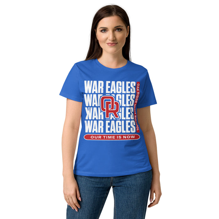 Front view of Oak Ridge High School War Eagles Women's Royal Blue SoftStyle T-shirt 235