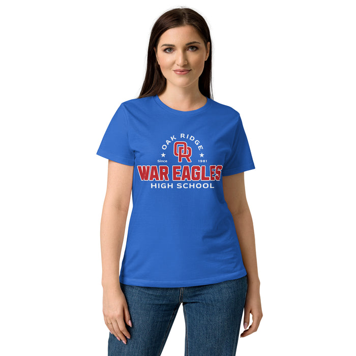 Front view of Oak Ridge High School War Eagles Women's Royal Blue SoftStyle T-shirt 222