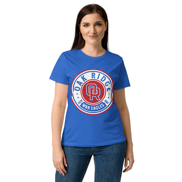 Young lady wearing Oak Ridge High School War Eagles Women's Royal Blue SoftStyle T-shirt 220