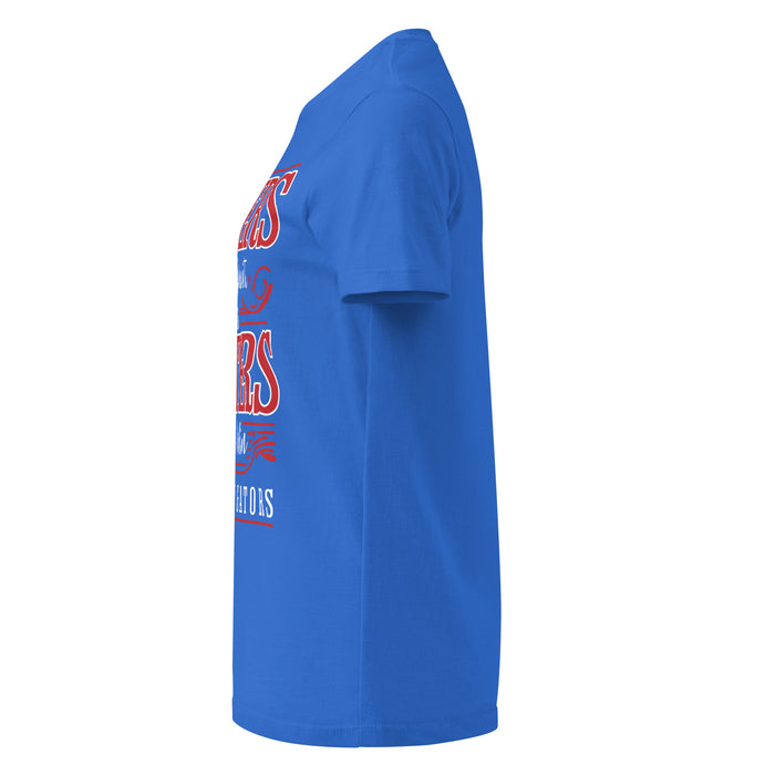 Side view of Dickinson High School Gators Women's Royal Blue SoftStyle T-shirt 237