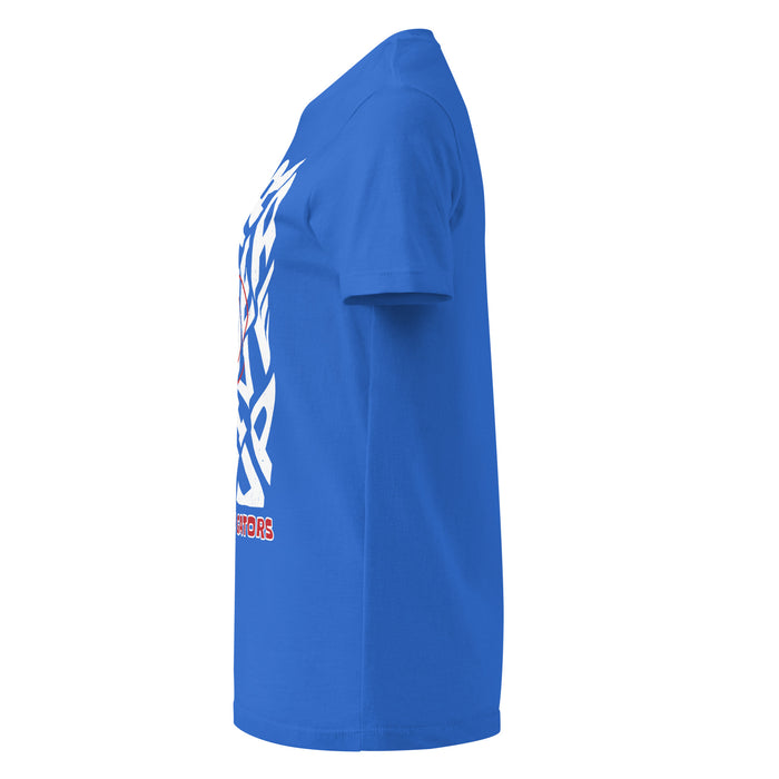 Side view of Dickinson High School Gators Women&#39;s Royal Blue SoftStyle T-shirt 236