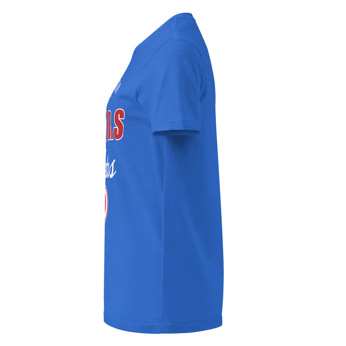 Side view of Dickinson High School Gators Women's Royal Blue SoftStyle T-shirt 034