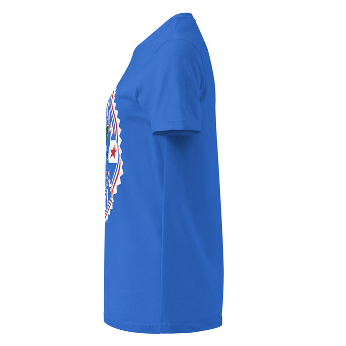 Side view of Dickinson High School Gators Women's Royal Blue SoftStyle T-shirt 203