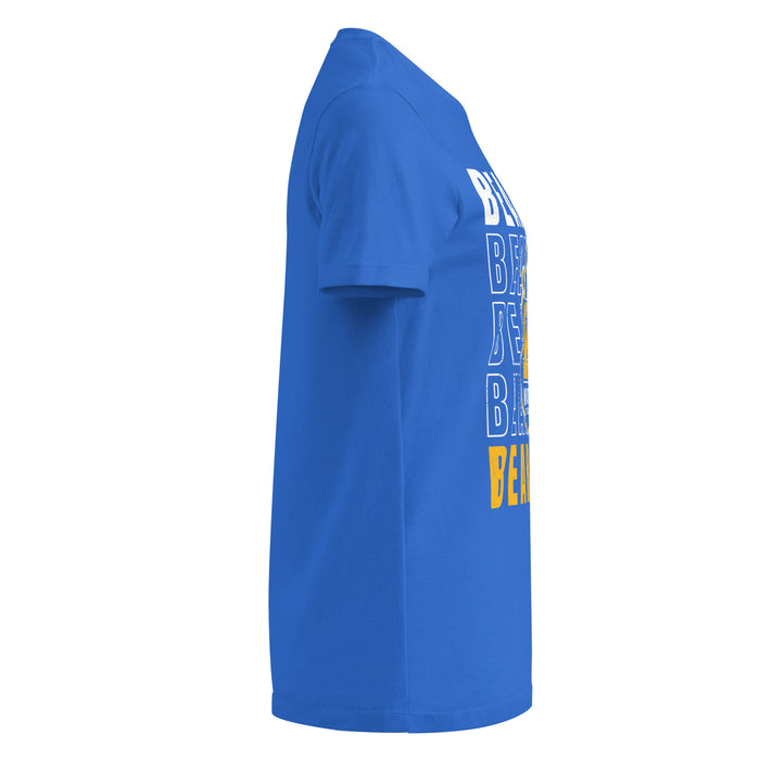 Side view of Klein High School Bearkats Women's Royal Blue SoftStyle T-shirt 233