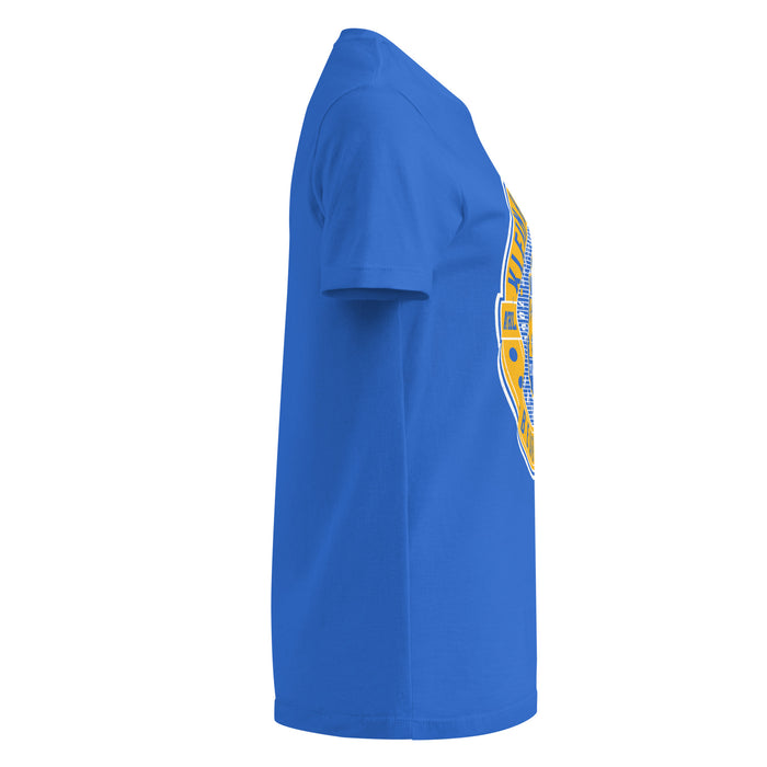 Side view of Klein High School Bearkats Women's Royal Blue SoftStyle T-shirt 224