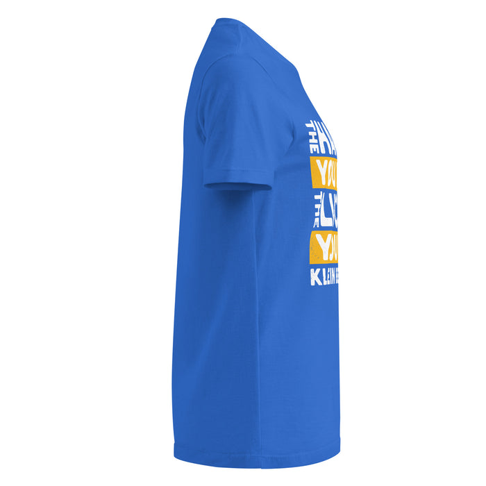 Side view of Klein High School Bearkats Women's Royal Blue SoftStyle T-shirt 238