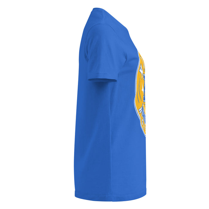 Side view of Klein High School Bearkats Women's Royal Blue SoftStyle T-shirt 215