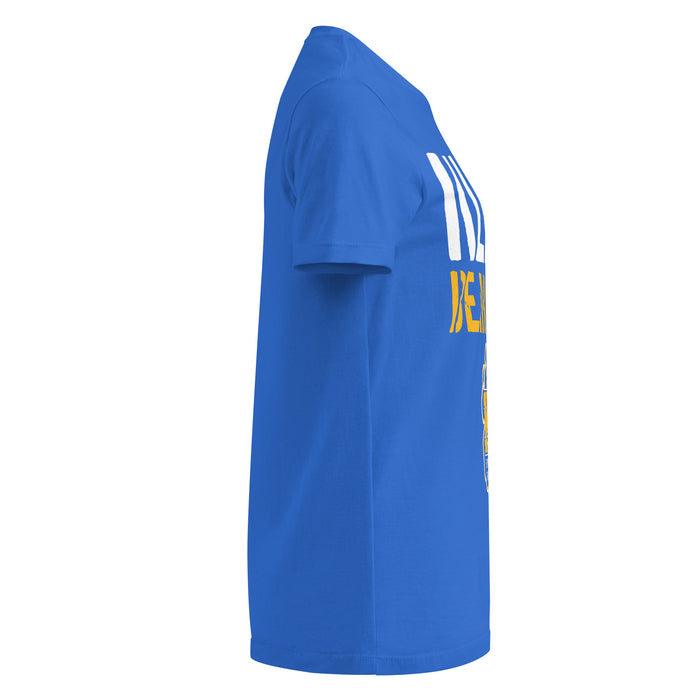 Side view of Klein High School Bearkats Women's Royal Blue SoftStyle T-shirt 017