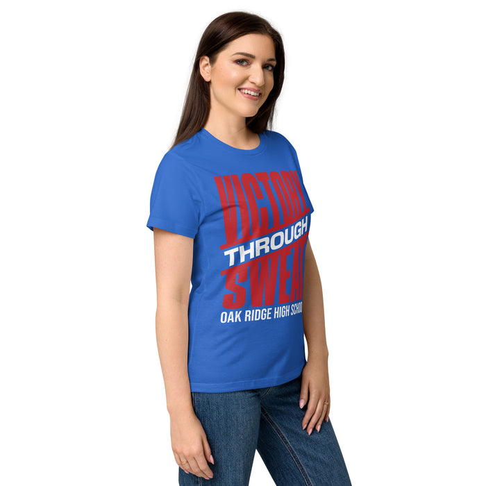 Side view of Oak Ridge High School War Eagles Women's Royal Blue SoftStyle T-shirt 241