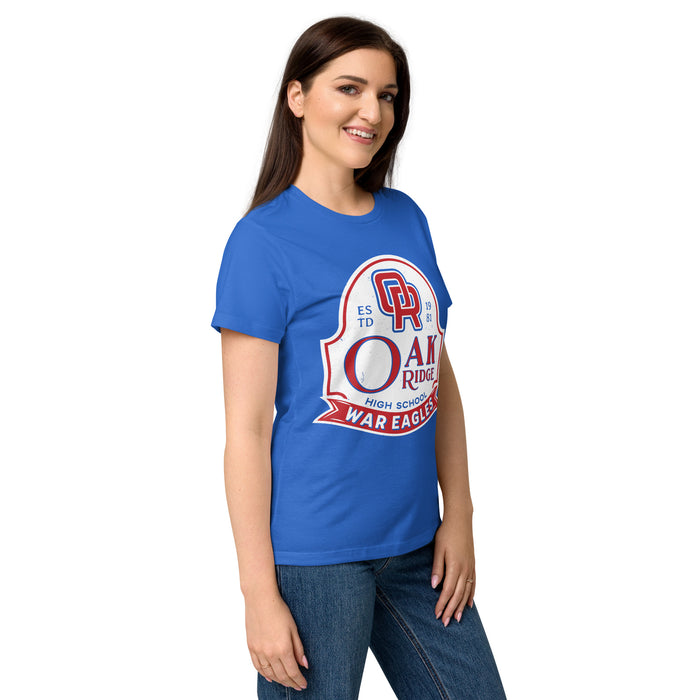 Side view of Oak Ridge High School War Eagles Women's Royal Blue SoftStyle T-shirt 219