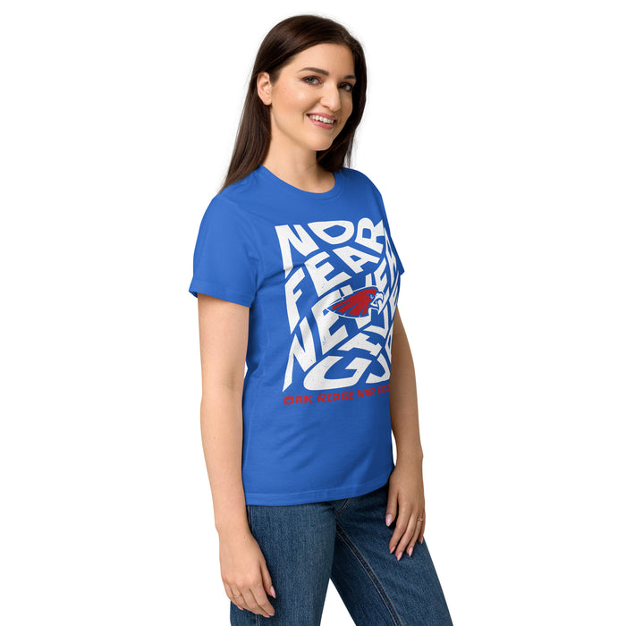 Side view of Oak Ridge High School War Eagles Women's Royal Blue SoftStyle T-shirt 236