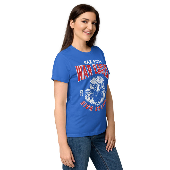 Side view of Oak Ridge High School War Eagles Women's Royal Blue SoftStyle T-shirt 213