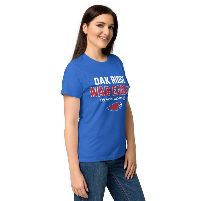 Side view of Oak Ridge High School War Eagles Women's Royal Blue SoftStyle T-shirt 003