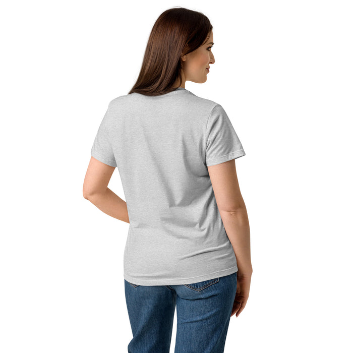Back view of Taylor High School Mustangs Women's Grey SoftStyle T-shirt 204
