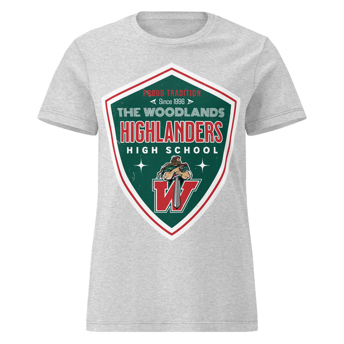 The Woodlands High School Highlanders Women's Sport Grey SoftStyle T-shirt 225