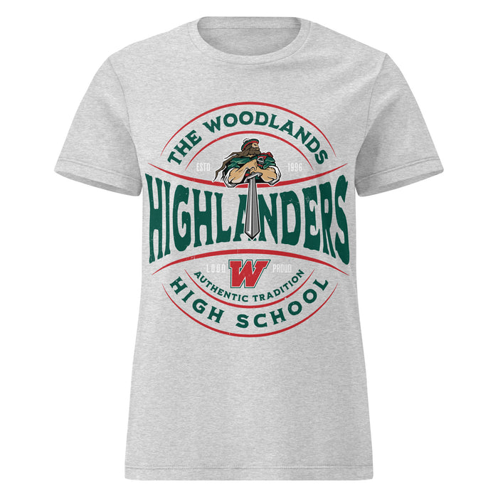 The Woodlands High School Highlanders Women's Sport Grey SoftStyle T-shirt 218