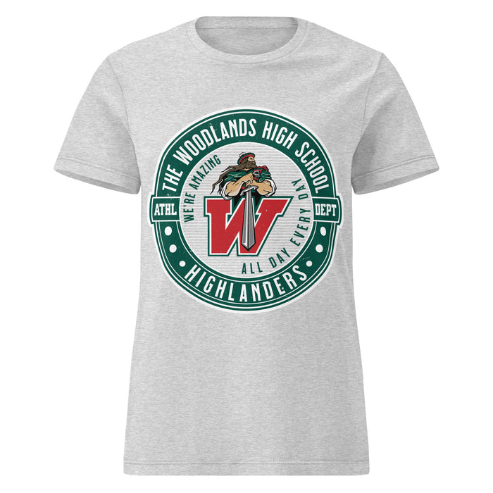 The Woodlands High School Highlanders Women's Sport Grey SoftStyle T-shirt 224