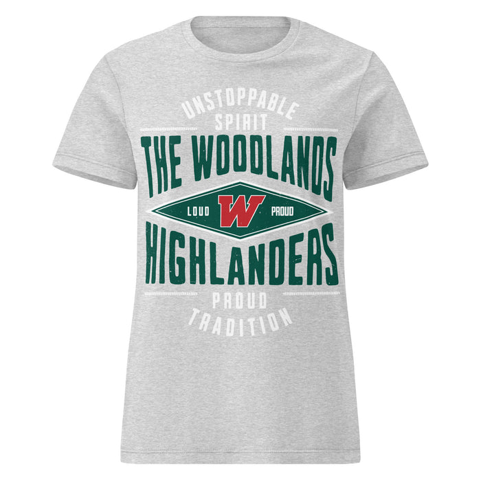The Woodlands High School Highlanders Women's Sport Grey SoftStyle T-shirt 210