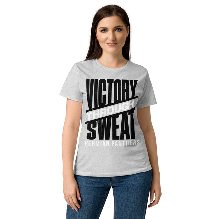 Front view of Permian High School Panthers Women's Grey SoftStyle T-shirt 241