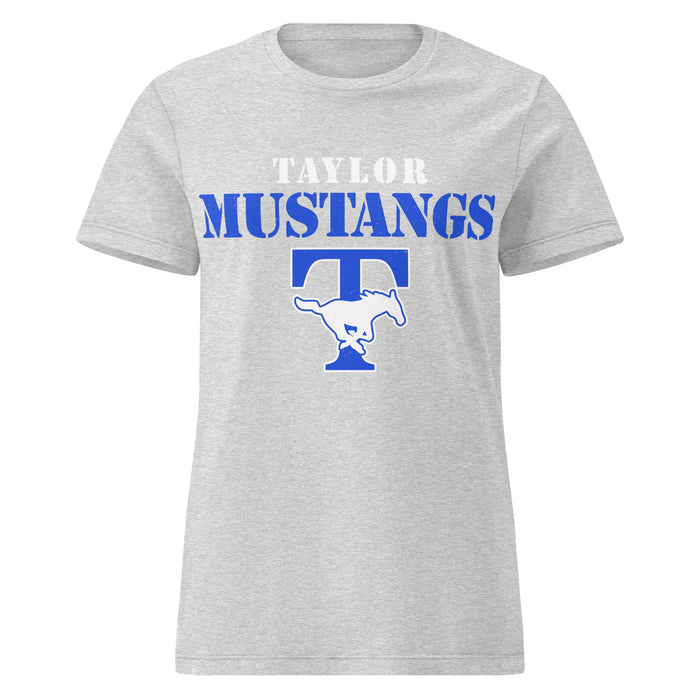 Taylor High School Mustangs Women's Grey SoftStyle T-shirt 017