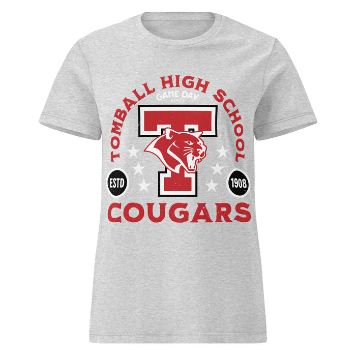 Tomball High School Cougars Women's Grey SoftStyle T-shirt 208