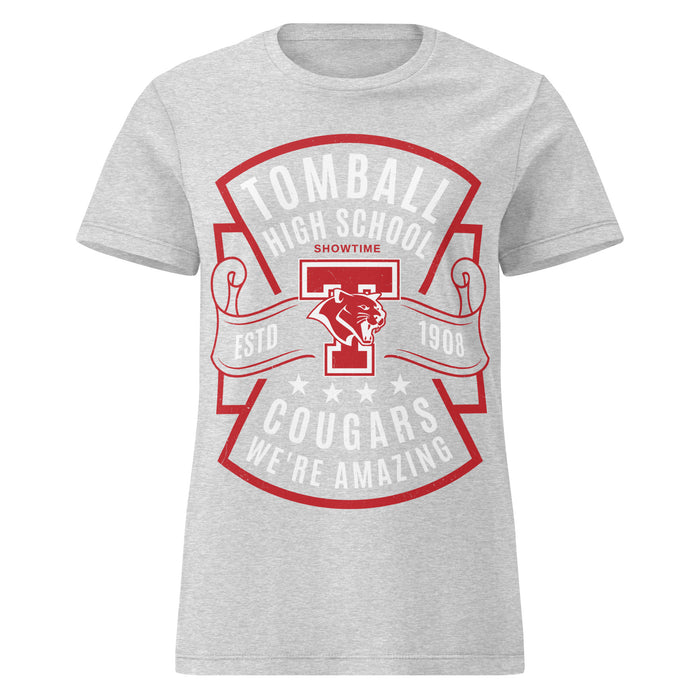 Tomball High School Cougars Women's Grey SoftStyle T-shirt 207