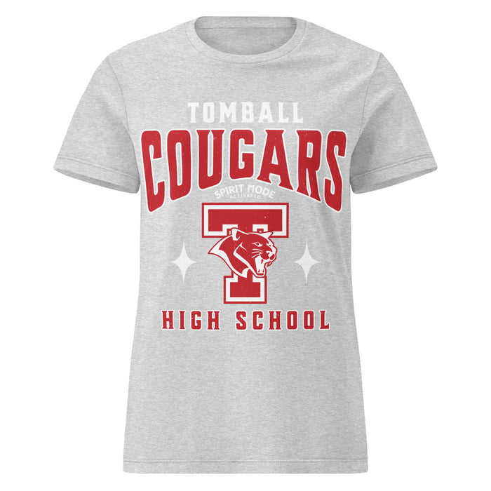 Tomball High School Cougars Women's Grey SoftStyle T-shirt 213