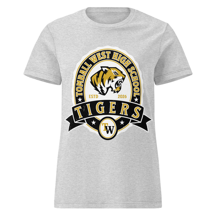 Tomball West High School Tigers Women's Grey SoftStyle T-shirt 212